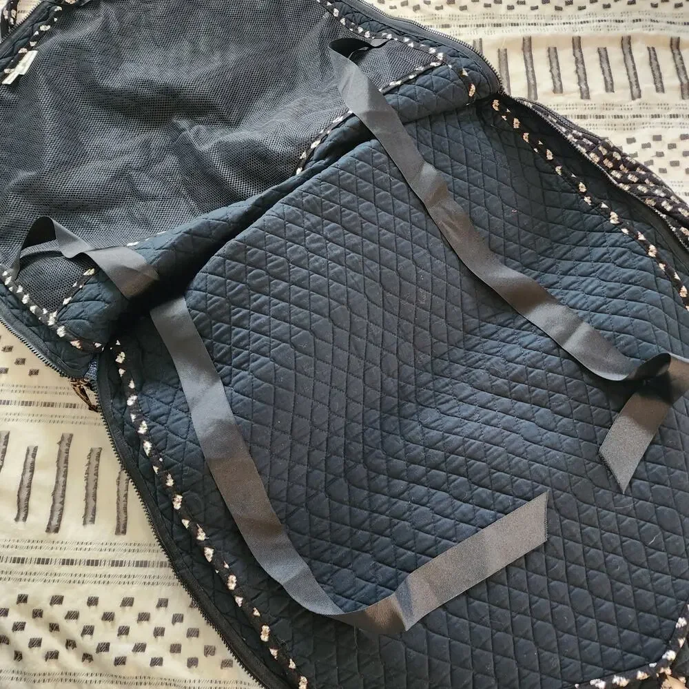 Vintage Vera Bradley Zebra Hanging Garment Bag Black Quilted Dual Handle Retired
